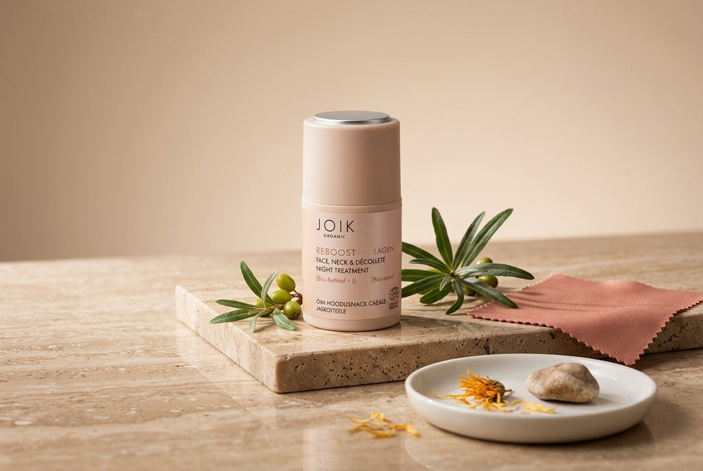 Ekologiška naktinė veido, kaklo ir dekoltė zonų priežiūros priemonė „Re-Boost Collagen“, COS NAT, 50 ml